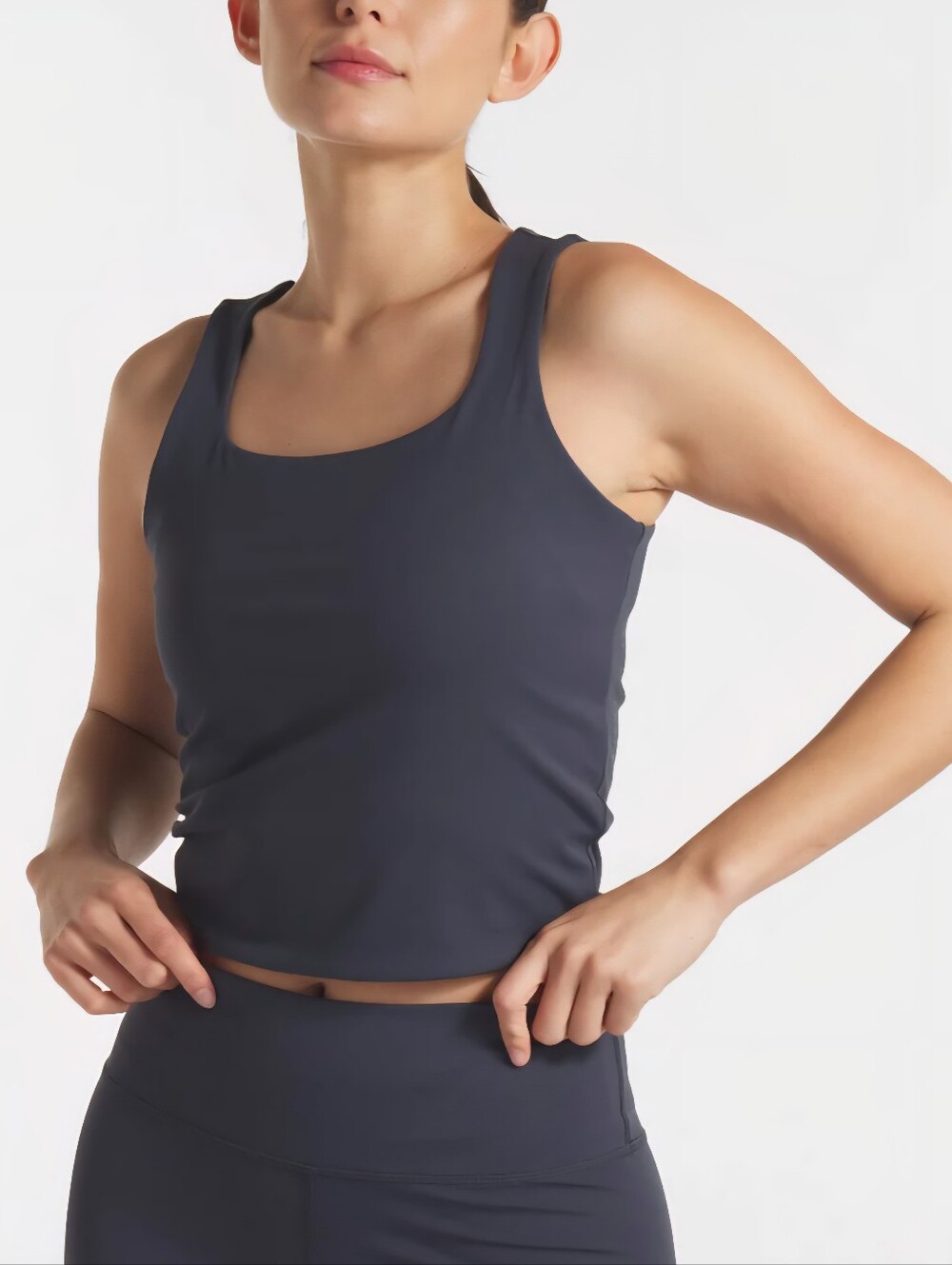 UNRL Performa Fitted S Tank Nine Iron Gray Scoop Neck Workout Athletic Yoga Top